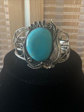 Turquoise Silver Cuff Bracelet and Ring